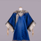 BLUE SILK SATIN EMBROIDERED ROBE, CHINA, EARLY 20TH C