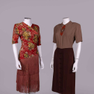 TWO RAYON DAY OR COCKTAIL DRESSES, 1940s