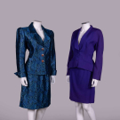 TWO YSL &amp; MUGLER BOLD SKIRT SUITS, PARIS, 1980s