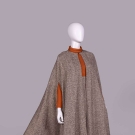 TEAL TRAINA TWO-PIECE TWEED CAPE &amp; DRESS ENSEMBLE, NEW YORK, C. 1970