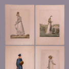 FOUR MERVEILLEUSE REGENCY FASHION PLATES, PRINTED EARLY 20TH C