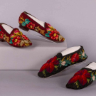 TWO PAIRS OF GENTS’ PLUSHWORK SLIPPERS, 1870s - 1880s