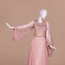 PINK CHIFFON EVENING DRESS, 1970S