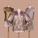 THREE METALLIC EVENING TOPS OR TUNICS, 1960S - 1980S
