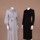 TWO KNIT DAY DRESSES, 1950S &amp; 1970S