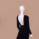 CALVIN KLEIN MINIMALIST BLUE VELVET GOWN, c. 1982