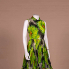 ACID GREEN FLORAL PARTY DRESS, LATE 1960S