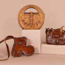  THREE TOOLED LEATHER NOVELTY PURSES, C. 1950 - 1970