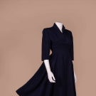 NAVY CREPE DINNER DRESS, 1950S