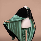 ASYMMETRICAL VELVET &amp; SILK CHARMEUSE EVENING CAPE, 1930S