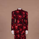 ARNOLD SCAASI TWO PIECE PRINTED DINNER ENSEMBLE, C. 1987