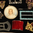 LOT OF COLORED PASTE GARMENT ACCESSORIES, 1910-1930
