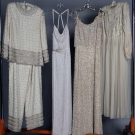 FOUR WHITE JEWELED EVENING GOWNS, LATE 20TH C