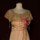 PINK SILK &amp; LACE EVENING GOWN, c. 1912