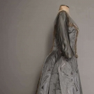 BLUE GREY SILK RECEPTION GOWN, PARIS, 1885