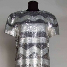 BILL BLASS SILVER SEQUIN EVENING DRESS, 1980s