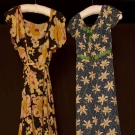 TWO ELIZABETH HAWES PRINTED SILK DRESSES, 1933