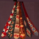 SIX UNUSUAL GRAPHIC PRINT NECKTIES, 1940-1950s