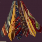 SIX HAND PAINTED NECKTIES, 1940-1950s