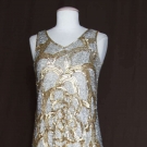 SILVER BEAD &amp; GOLD SEQUIN EVENING DRESS, c. 1925