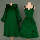 GREEN SILK EVENING ENSEMBLE, 1950s
