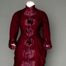 PLUM SILK &amp; WOOL RECEPTION GOWN, 1870s