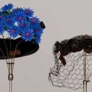 BES-BEN BLUE FLOWER &amp; LEAF/BUTTON HATS, 1950s