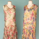 TWO FLORAL CHIFFON DRESSES, 1930s