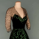 BLACK CUT VELVET PARTY DRESS, c. 1955