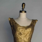 CEIL CHAPMAN GOLD LAME PARTY DRESS, 1950s