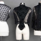 THREE BLACK JET BEADED TOPS, 1875-1890s