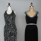 TWO BEADED EVENING GOWNS, 20TH C