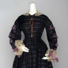 BLACK &amp; PURPLE BROCADE DAY DRESS, 1860s