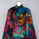 PIERRE CARDIN BUTTERFLY PRINT DRESS, 1970-1973
