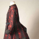 PRINTED WOOL MORNING DRESS, QUAKER FAMILY, c. 1870