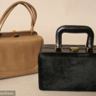 TWO LEATHER BOX SHAPE HAND BAGS, 1950-1960s