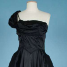 CEIL CHAPMAN BLACK SATIN EVENING GOWN, LATE 1940s