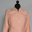 ADRIAN PINK WOOL SKIRT SUIT, c. 1950