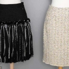 TWO CHANEL LG WOOL BLEND SKIRTS, 2000s