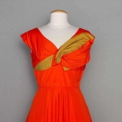 ORANGE SILK PARTY DRESS, c. 1955