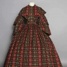 PRINTED WOOL DAY DRESS, 1850s