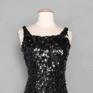 BLACK SEQUIN BIAS CUT GOWN, 1930s