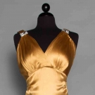 GOLD SATIN EVENING GOWN, c. 1940