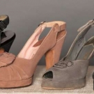 FOUR PAIR SUEDE PLATFORM SHOES, c. 1940