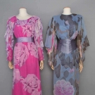TWO HANAE MORI CHIFFON GOWNS, c. 1980