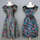 TWO PRINTED SILK PARTY DRESSES, LATE 1950s