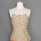GOLD LACE &amp; RED SILK BALL GOWN, 1950-1960