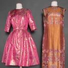 TWO LAME PARTY DRESSES, 1950-1960