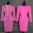 TWO SAINT LAURENT PINK SKIRT SUITS, 1980s