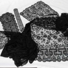 5 BLACK LACE STOLES, 19TH C